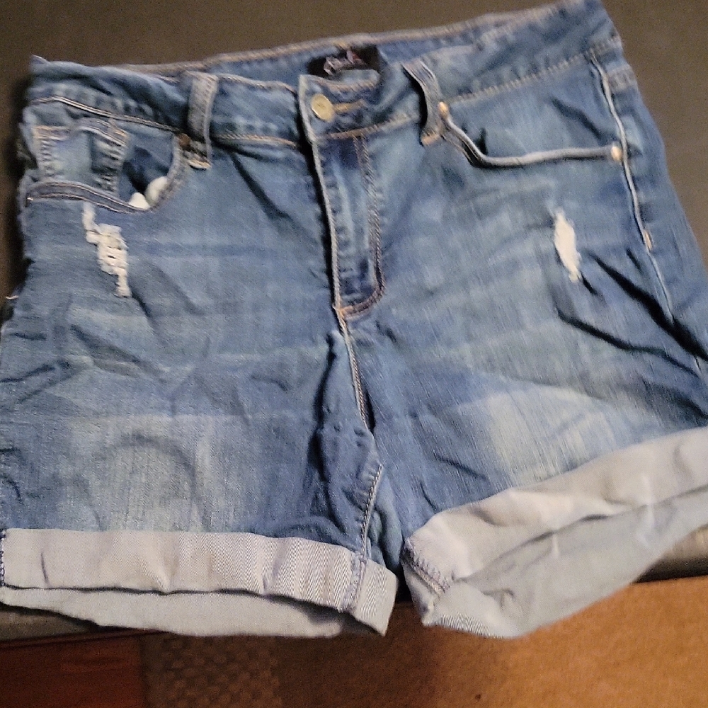 Earl Jeans Light Blue Distressed Jean Shorts